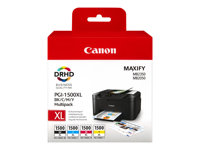 Canon PGI-1500XL C/M/Y/BK Multipack - À rendement élevé - noir, jaune, cyan, magenta - original - réservoir d'encre - pour MAXIFY MB2050, MB2150, MB2155, MB2350, MB2750, MB2755 9182B004